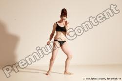 Underwear Martial art Woman White Moving poses Slim medium brown Dynamic poses Academic